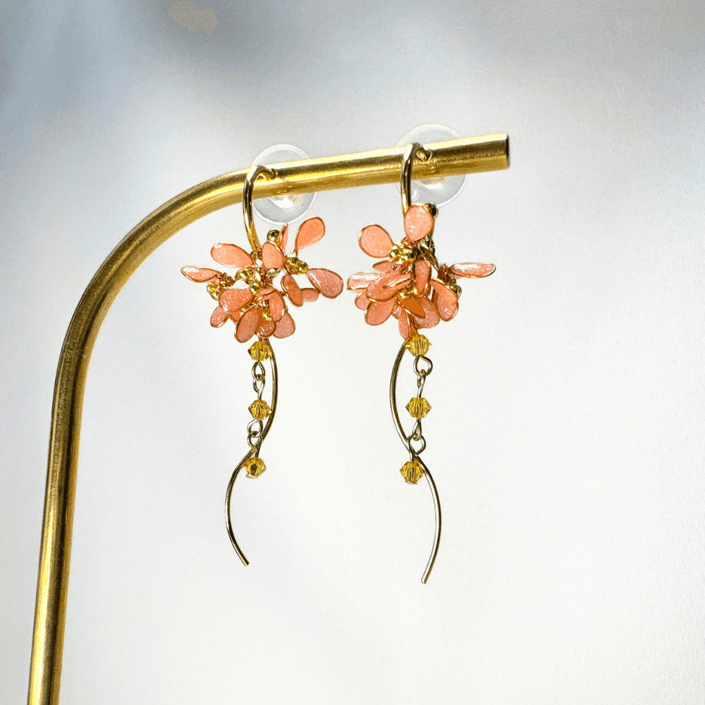 【金木犀/キンモクセイ】2wayフープピアス 揺れるオレンジ 金属アレルギー サージカルステンレス 受注生産 | 6枚目